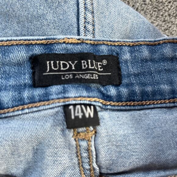 Judy Blue Boyfriend Jeans Womens Size 14W Blue Medium Wash Denim Frayed Raw Hem - Picture 7 of 14